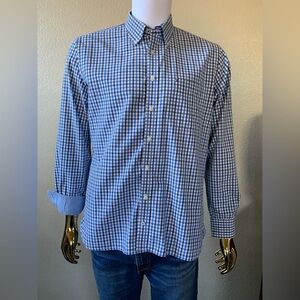 TOMMY Hilfiger size Large CUSTOM FIT check blue brown dress shirt long sleeves